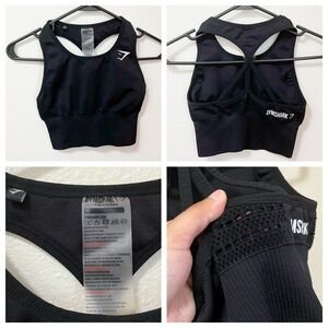 •GYMSHARK• Energy Seamless Crop Top Tank Bra Black